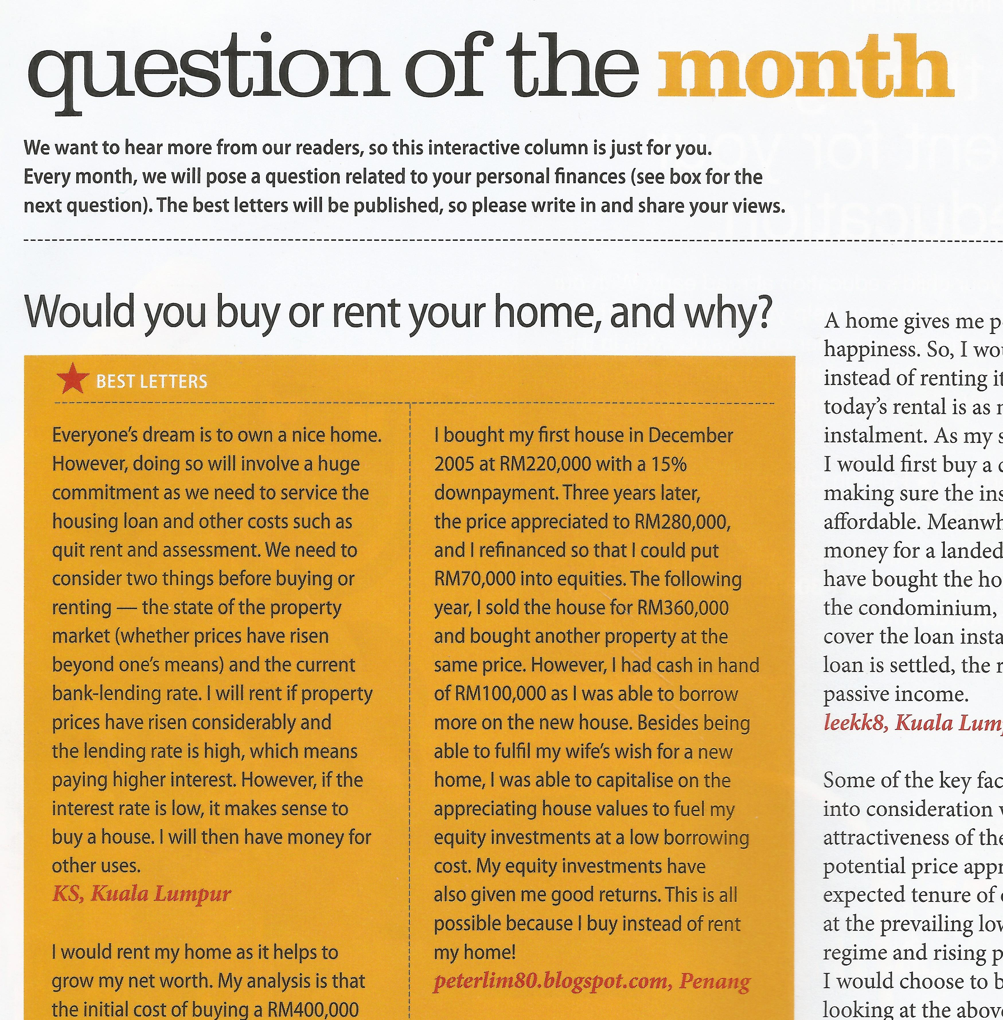 Question of the month house